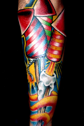 Tattoos - Sports tattoos - fireworks,flames,wicks and smokes